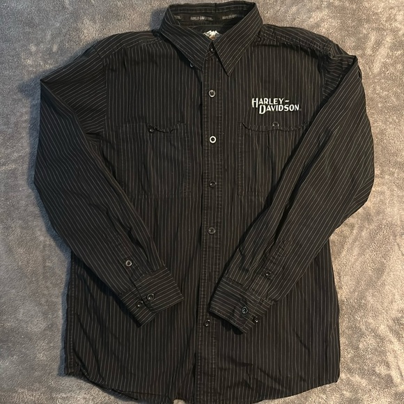 Harley-Davidson Other - Pinstripe Harley Davidson button down long sleeve mens size M